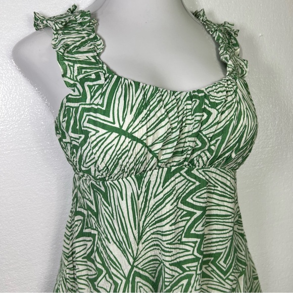 Blu Pepper leaf print mini dress sweetheart neckline ruched straps size S - Picture 3 of 6